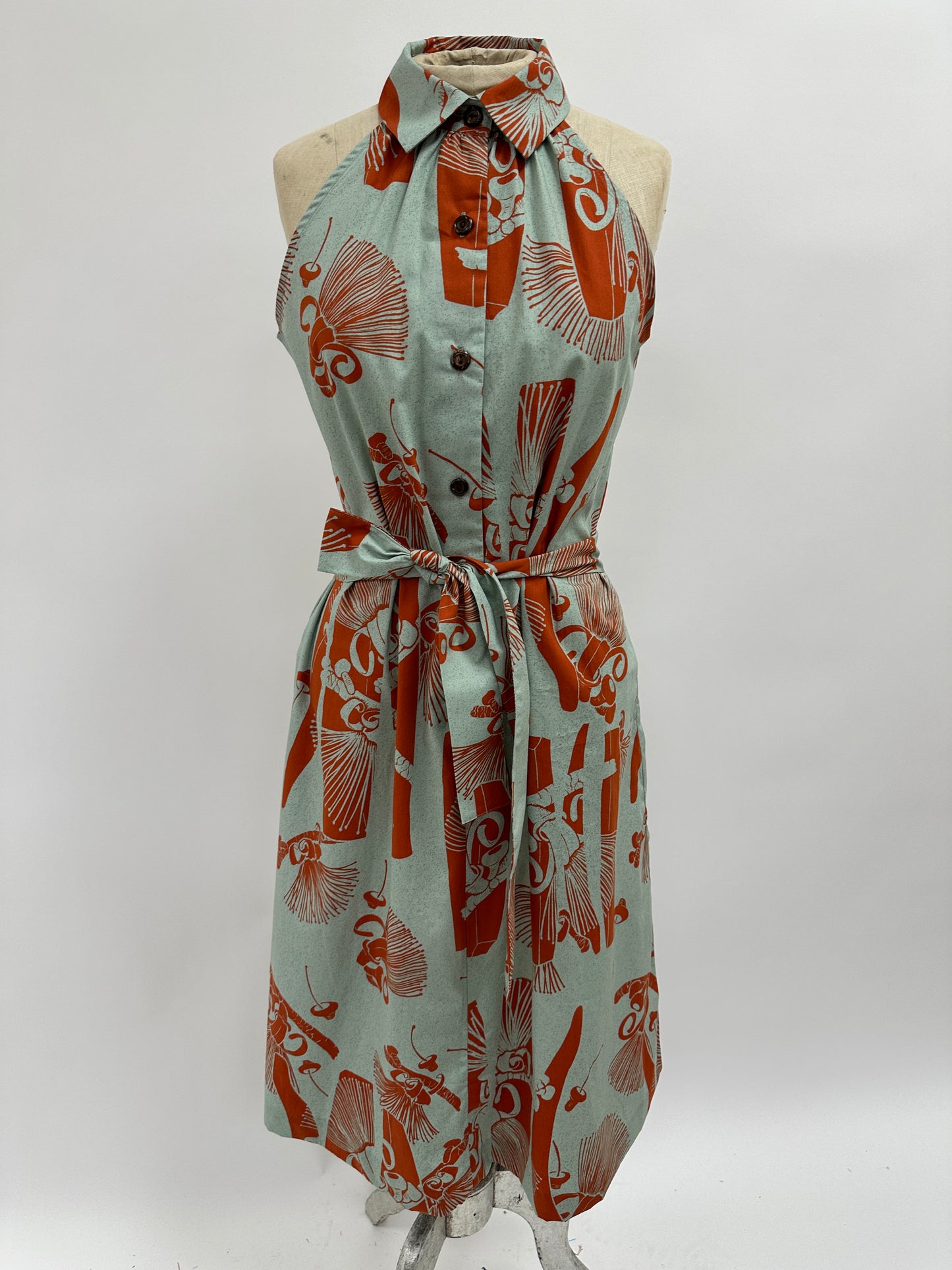 Halter Dress | Tutuvi Collaboration | Adze - Orange on Mint