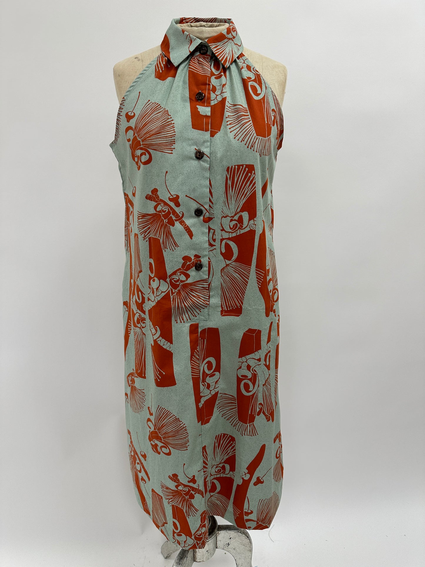 Halter Dress | Tutuvi Collaboration | Adze - Orange on Mint