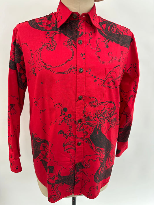 Long Sleeve Button Down Shirt | Dream Ladies | Black on Red