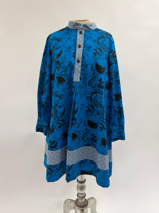 Sky Dress | Coral Reef | Black on Turquoise