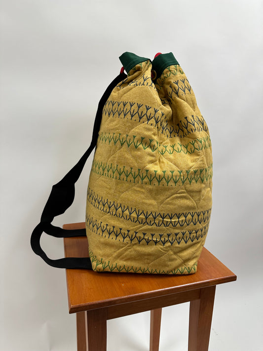 Hula Bag | Ke'uke'u | Gray & Green on Mustard