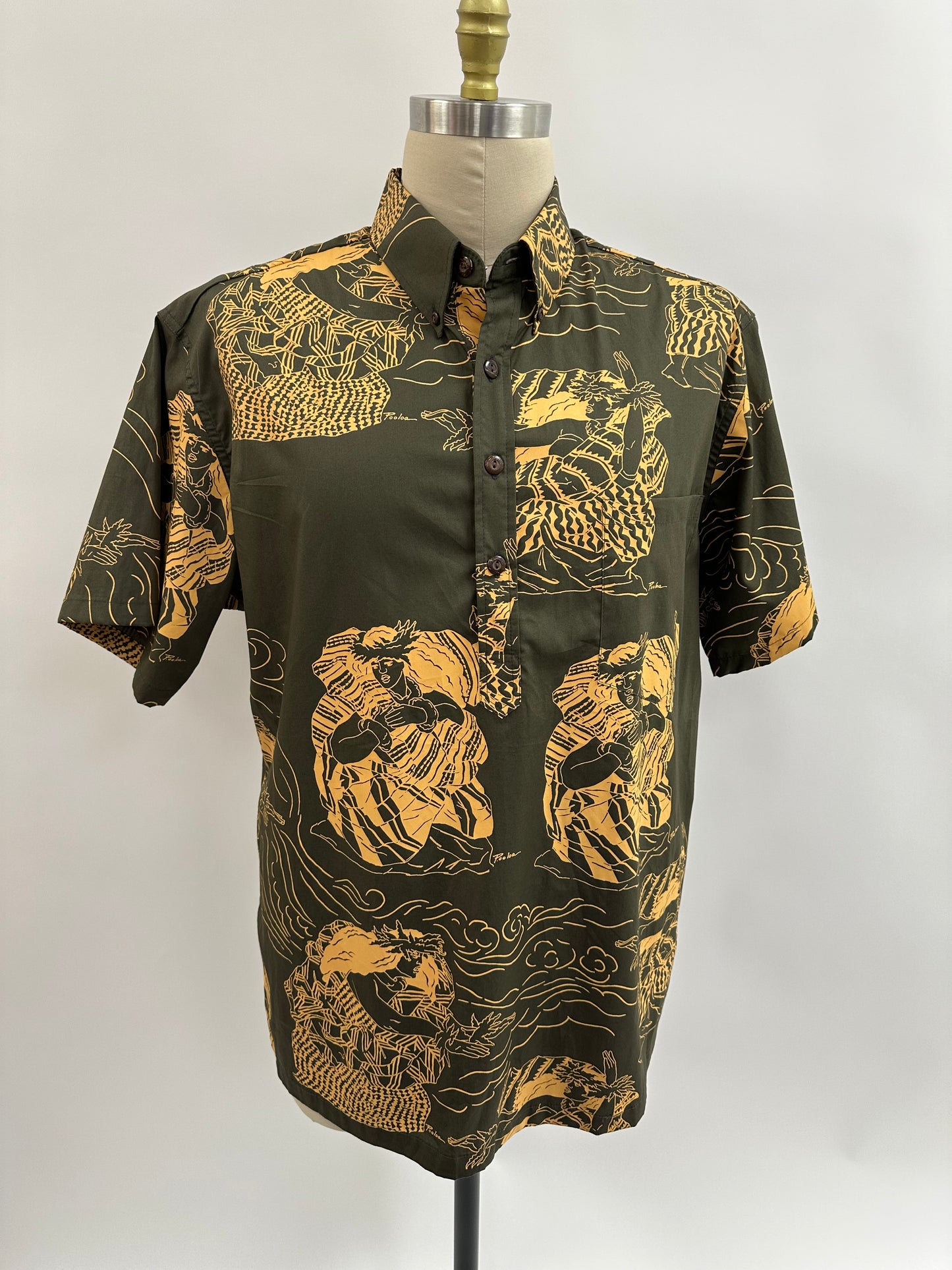Pull Over Aloha Shirt | Na Ho'opa'a | Pumpkin on Sage