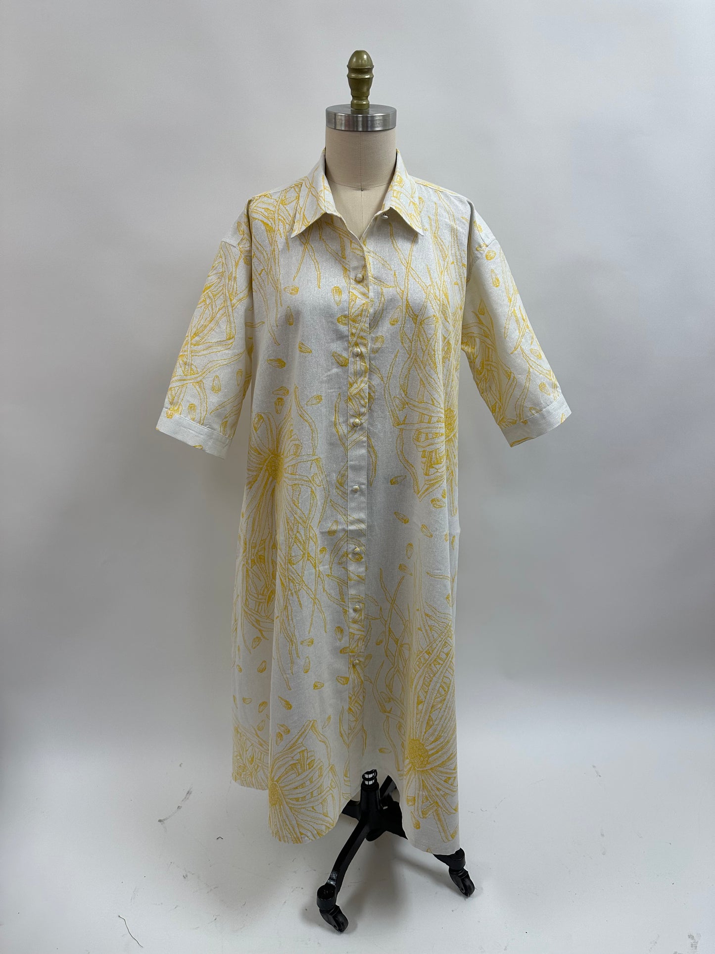 Coat Dress | Glitter Hala |Yellow on White