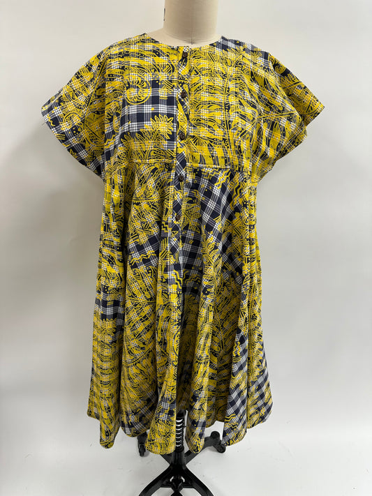 Nu Dress | Hapu'u Fern | Yellow On Navy Palaka