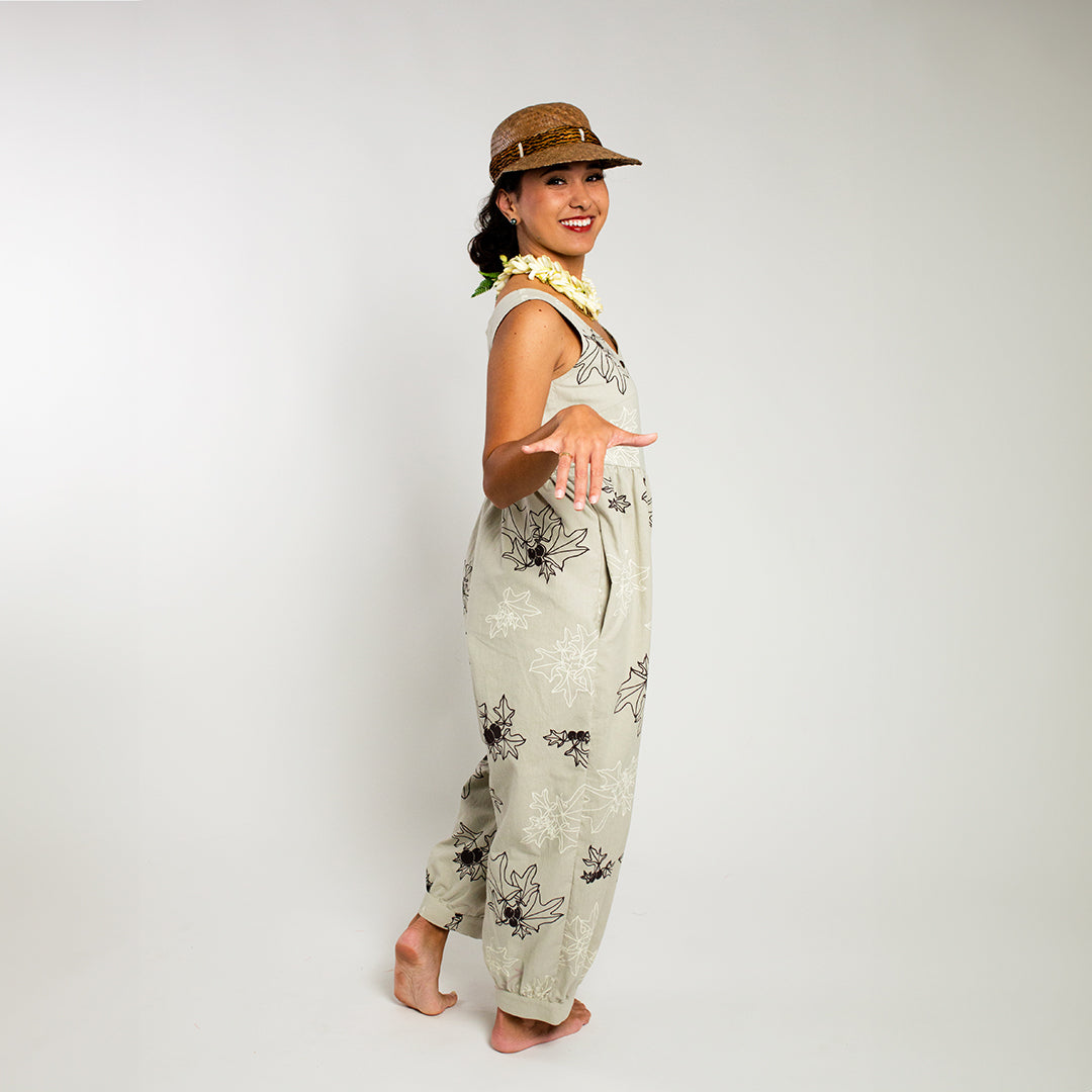 Romper | Kukui | Brown & White on Silver Grey